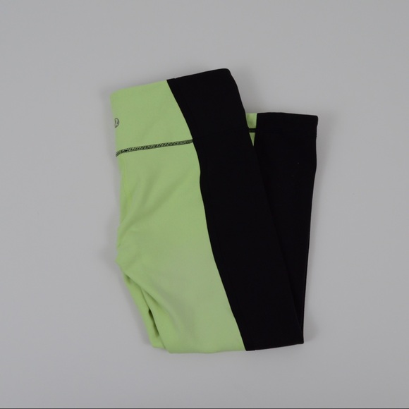 lululemon athletica Pants - Lululemon Neon and Black Cropped Leggings Size 6
